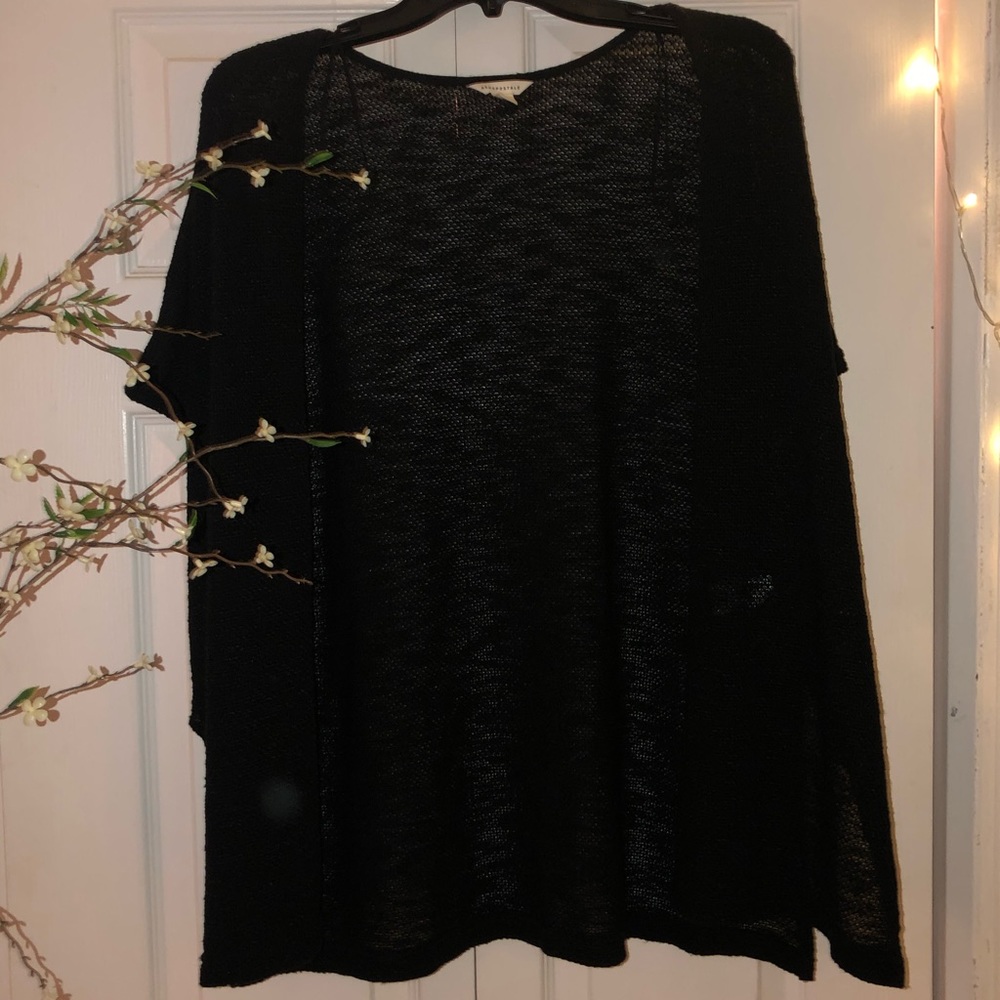 Black short sleeve cardigan
